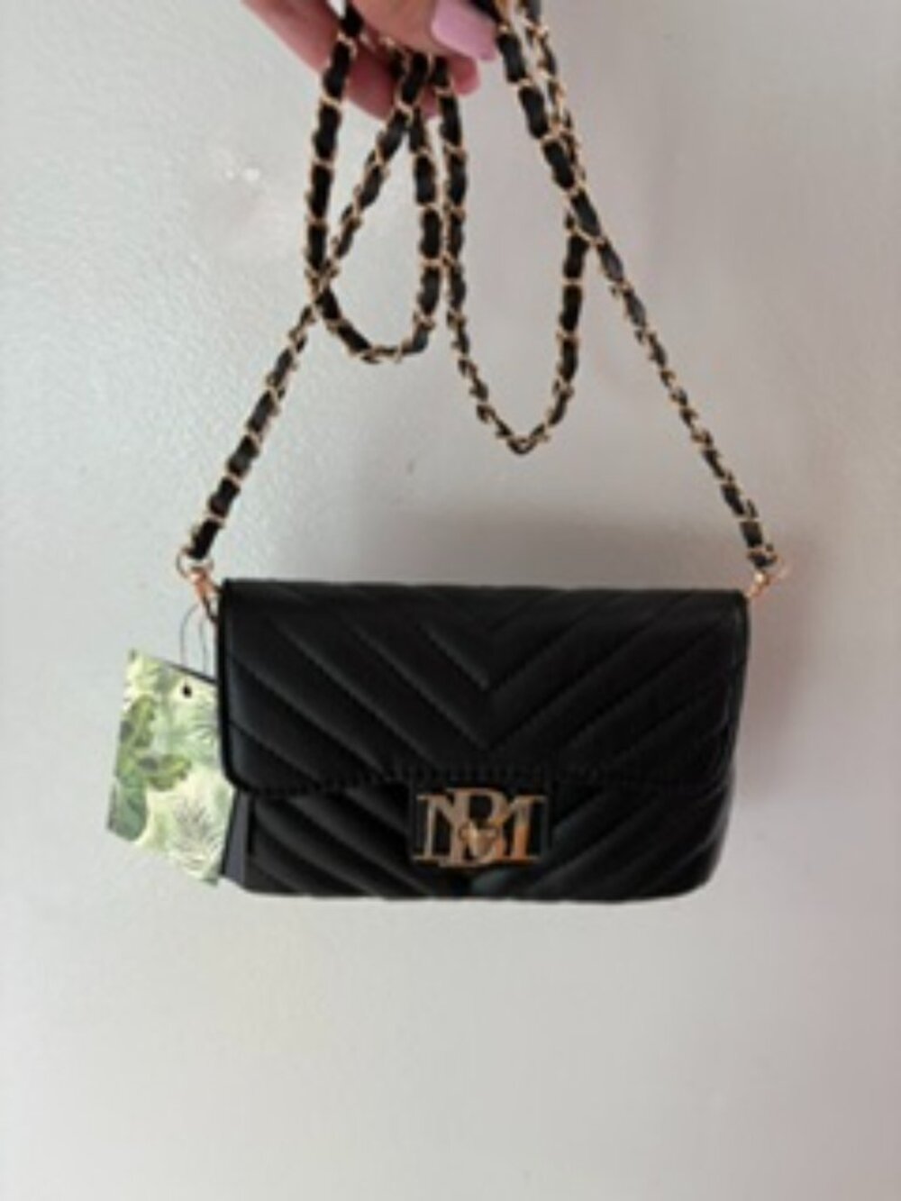Brand New Badgley Mischka Black Phone Quilted Crossbody Purse + free cardholder!